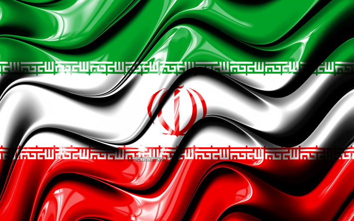 العلم الإيراني, 4k, آسيا, الرموز الوطنية, علم إيران, الفن 3D, إيران, البلدان الآسيوية, إيران 3D العلم