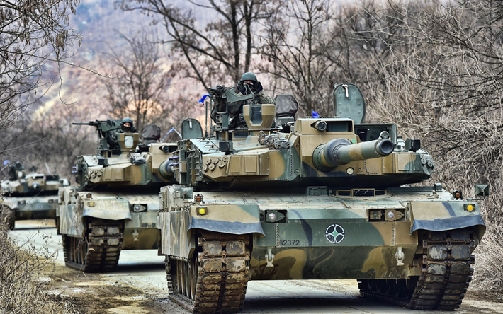 K2, 4k, Kara Panter, tanklar, Kore MBT, Kore Ordu yeşil kamuflaj, zırhlı araçlar, K2 Black Panther