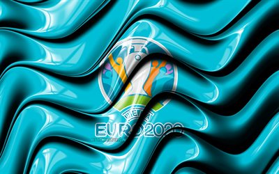 Euro 2020 bandiera, 4k, UEFA Euro 2020, la Bandiera di Euro 2020, il Campionato Europeo di Calcio 2020, 3D arte, di Euro 2020, il calcio, Euro 2020 3D bandiera
