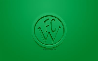FC Wacker Innsbruck, yaratıcı 3D logo, yeşil arka plan, 3d amblem, Avusturya Futbol Kul&#252;b&#252;, Avusturya Futbol Bundesliga, Innsbruck, Avusturya, 3d sanat, futbol, 3d logo şık