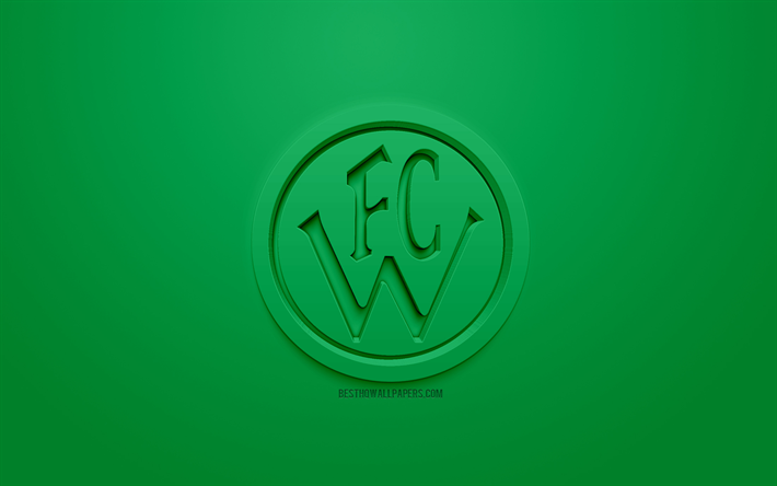 FC Wacker Innsbruck, yaratıcı 3D logo, yeşil arka plan, 3d amblem, Avusturya Futbol Kul&#252;b&#252;, Avusturya Futbol Bundesliga, Innsbruck, Avusturya, 3d sanat, futbol, 3d logo şık