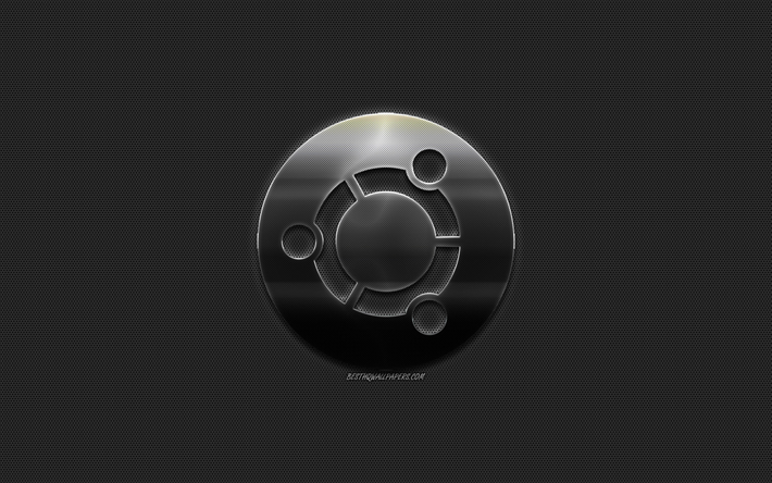 Ubuntu, logo, tyylik&#228;s metallinen logo, tunnus, creative art, Ubuntu-logo, metalli mesh tausta
