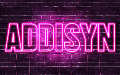 Addisyn, 4k, wallpapers with names, female names, Addisyn name, purple neon lights, Happy Birthday Addisyn, picture with Addisyn name