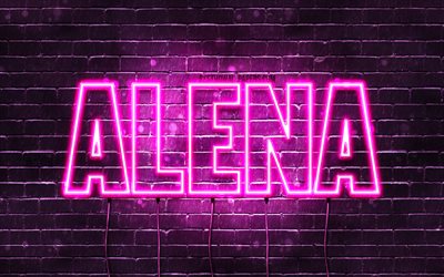 Alena, 4k, wallpapers with names, female names, Alena name, purple neon lights, Happy Birthday Alena, picture with Alena name
