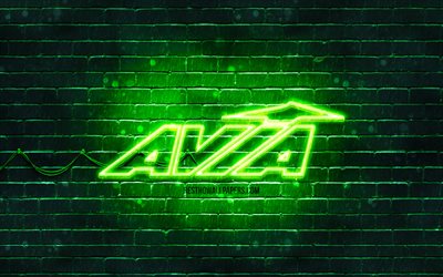 Avia green logo, 4k, green brickwall, Avia logo, sports brands, Avia neon logo, Avia