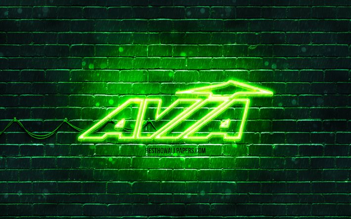 avia-green-logo, 4k, brickwall green, avia-logo, sport-marken, avia neon-logo, avia