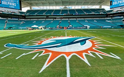 Hard Rock Stadium, Miami Dolphins stadium, Miami, Florida, NFL, Miami Dolphins logo, National Football League, USA, American football