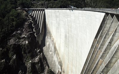 Verzasca Dam, Locarno Dam, Ticino, Schweiz, Verzasca River, dam, tekniska byggnader, Verzasca vattenkraftverk