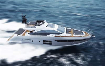 Azimut Yacht, luxury yacht, 3d yacht, sea, white yacht, luxury ships