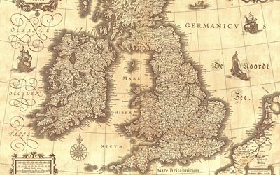 Mappa di Gran Bretagna e Irlanda, mappe del 17 &#176; secolo, 1691, mappe antiche, Regno Unito, Irlanda, mappa