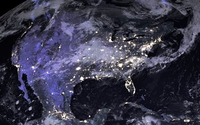 USA from space, night, Earth, Mexico from space, Cuba from space, Canada view from space, USA at night from space, North America
