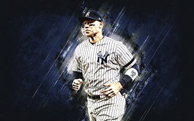 Aaron Judge, New York Yankees, MLB, american baseball player, blue stone background, USA, baseball, Major League Baseball