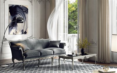 stile classico soggiorno, divano classico, elegante design di interni, interni moderni, nero lampadario, tavolo classici, lussuosi interni classici