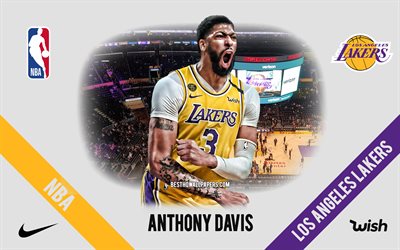 Anthony Davis, Los Angeles Lakers, Amerikansk Basketspelare, NBA, portr&#228;tt, USA, basket, Staples Center, Los Angeles Lakers logotyp