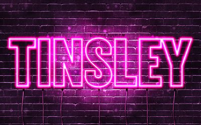 Tinsley, 4k, wallpapers with names, female names, Tinsley name, purple neon lights, Happy Birthday Tinsley, picture with Tinsley name