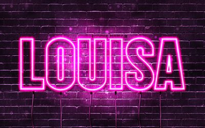 Louisa, 4k, wallpapers with names, female names, Louisa name, purple neon lights, Happy Birthday Louisa, picture with Louisa name