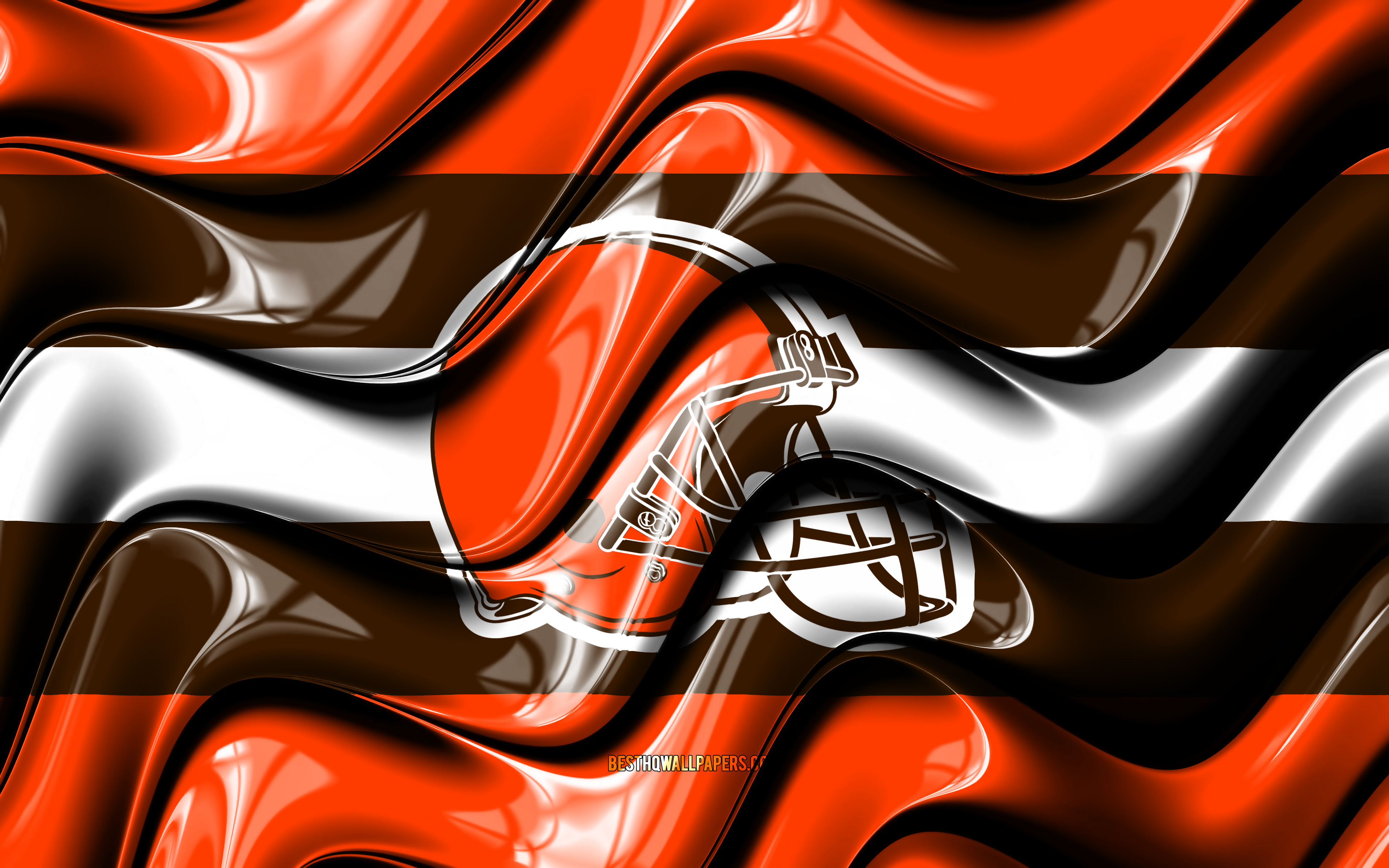 Download wallpapers Cleveland Browns flag, 4k, orange and brown 3D ...