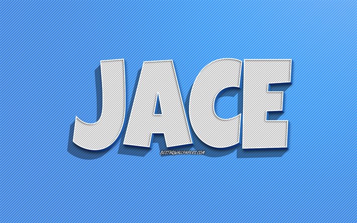 Jace, sfondo a linee blu, sfondi con nomi, nome di Jace, nomi maschili, biglietto di auguri di Jace, disegni al tratto, foto con nome di Jace