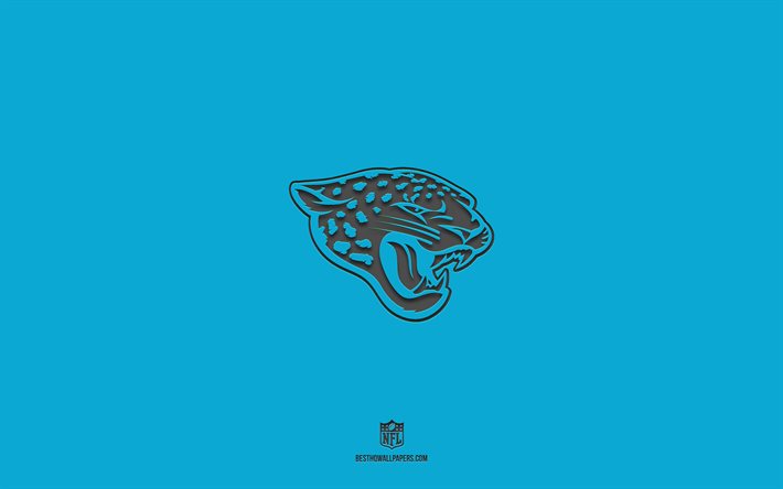 Jacksonville Jaguars, fundo azul, time de futebol americano, emblema do Jacksonville Jaguars, NFL, EUA, futebol americano, logotipo do Jacksonville Jaguars