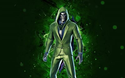 Agent Doombot, 4k, n&#233;ons verts, Fortnite Battle Royale, Personnages Fortnite, Skin d&#39;agent Doombot, Fortnite, Agent Doombot Fortnite