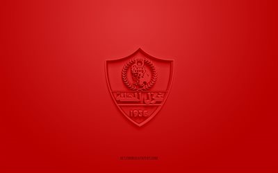 Ghazl El Mahalla SC, creative 3D logo, red background, 3d emblem, Egyptian football club, Egyptian Premier League, El Mahalla El Kubra, Egypt, 3d art, football, Ghazl El Mahalla SC 3d logo