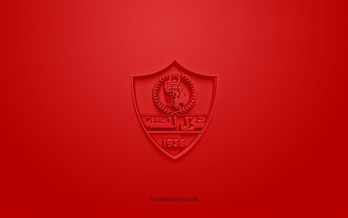 Ghazl El Mahalla SC, creative 3D logo, red background, 3d emblem, Egyptian football club, Egyptian Premier League, El Mahalla El Kubra, Egypt, 3d art, football, Ghazl El Mahalla SC 3d logo