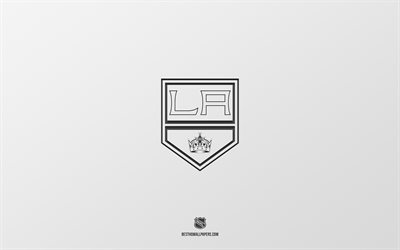 Los Angeles Kings, fundo branco, time de h&#243;quei americano, emblema do Los Angeles Kings, NHL, EUA, h&#243;quei, logotipo do Los Angeles Kings