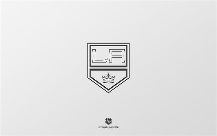 Los Angeles Kings, sfondo bianco, squadra di hockey americana, emblema di Los Angeles Kings, NHL, USA, hockey, logo di Los Angeles Kings
