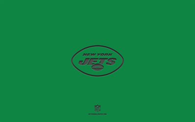 New York Jets, gr&#246;n bakgrund, amerikansk fotbollslag, New York Jets-emblem, NFL, USA, amerikansk fotboll, New York Jets-logotyp