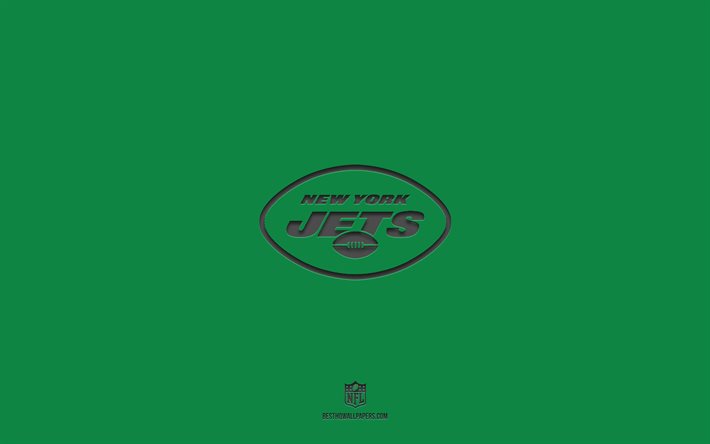 New York Jets, vihre&#228; tausta, amerikkalainen jalkapallojoukkue, New York Jets -tunnus, NFL, USA, amerikkalainen jalkapallo, New York Jets-logo