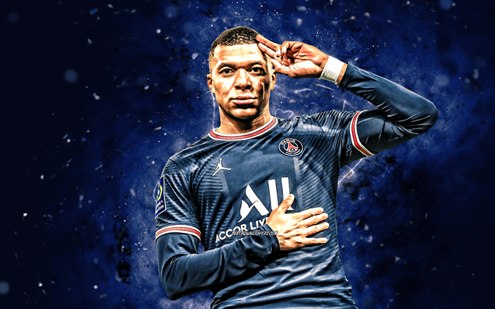 Download wallpapers Kylian Mbappe 4k goal blue neon lights PSG french  footballers Paris SaintGermain Ligue 1 football Kylian Mbappe PSG  soccer Kylian Mbappe 4K for desktop free Pictures for desktop free