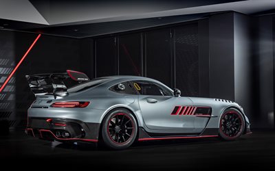 2023, Mercedes-Benz AMG GT Track Series, rear view, exterior, racing cars, supercar, gray AMG GT, german sports cars, Mercedes-Benz