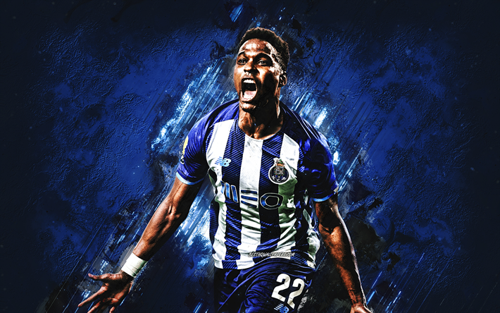 Wendell, FC Porto, Brazilian soccer player, blue stone background, football, grunge art, Portugal, Wendell Nascimento Borges