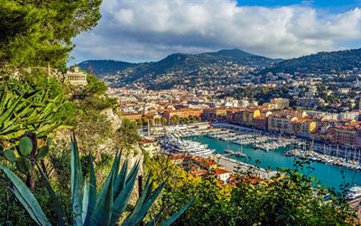 Nice, Port Lympia, Mediterranean Sea, summer, tourism, Nice panorama, Nice cityscape, French Riviera, France