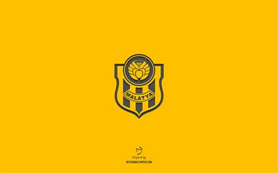 yeni malatyaspor, fond jaune, turc de l équipe de football, yeni malatyaspor emblème, super lig, turquie, football, yeni malatyaspor logo