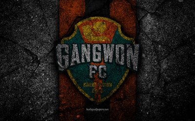 Gangwon FC, 4k, logotyp, K-League-Klassiska, grunge, fotboll, football club, Sydkorea, Gangwon, K League 1, asfalt konsistens, FC Gangwon