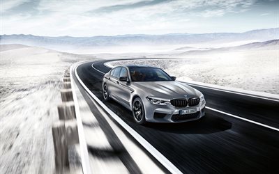 BMW M5 Competition, 4k, road, 2018 cars, germna cars, BMW M5, motion blur, BMW