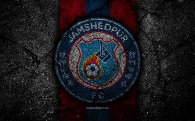 FC Jamshedpur, 4k, ISL, logo, Indian Super League, black stone, India, football club, Jamshedpur, soccer, asphalt texture, Jamshedpur FC