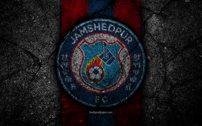 FC Jamshedpur, 4k, ISLAMIQUE, le logo, l&#39;Indian Super League, la pierre noire, en Inde, club de football, Jamshedpur, de constructeur, d&#39;asphalte, de texture, de Jamshedpur FC