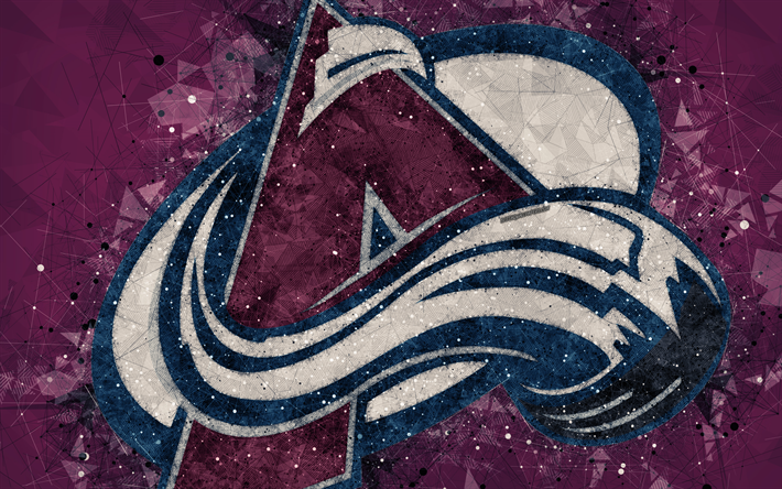 Colorado Avalanche, 4k, American hockey club, creativo, arte, logo, arte geometrica, emblema NHL, viola astratto sfondo, Denver, Colorado, USA, hockey su ghiaccio, National Hockey League