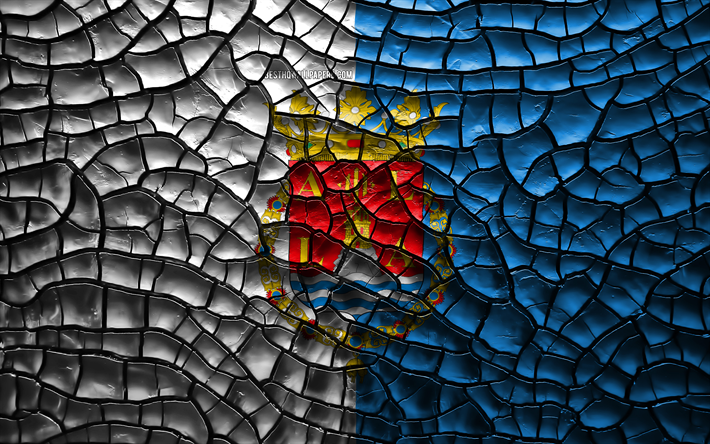 Drapeau de la province d&#39;Alicante, 4k, les provinces espagnoles, terre craquel&#233;e, Alicante, Alicante drapeau, art 3D, les Provinces de l&#39;Espagne, de cantons, de Alicante 3D drapeau, Europe