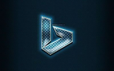 bing glas-logo, blauer hintergrund, grafik -, bing -, marken -, bing-rhombus-logo, kreativ, bing-logo