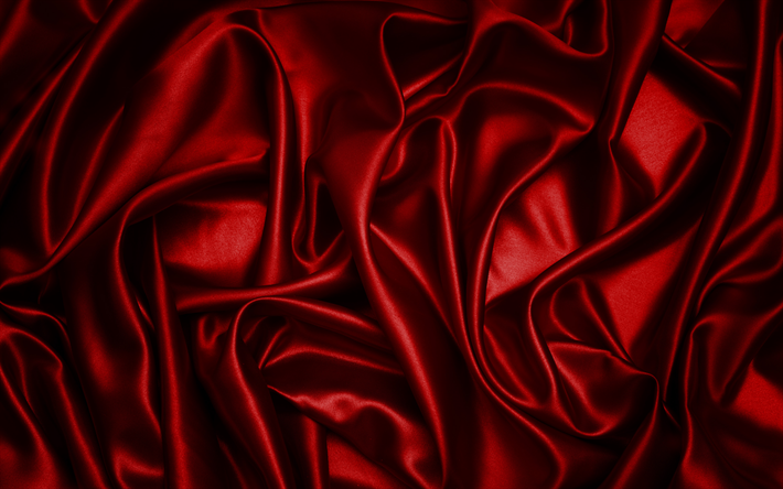 tumma punainen silkki, 4k, tummanpunainen kangas rakenne, silkki, punainen taustat, tumma punainen satiini, kangas kuvioita, satiini, silkki kuvioita