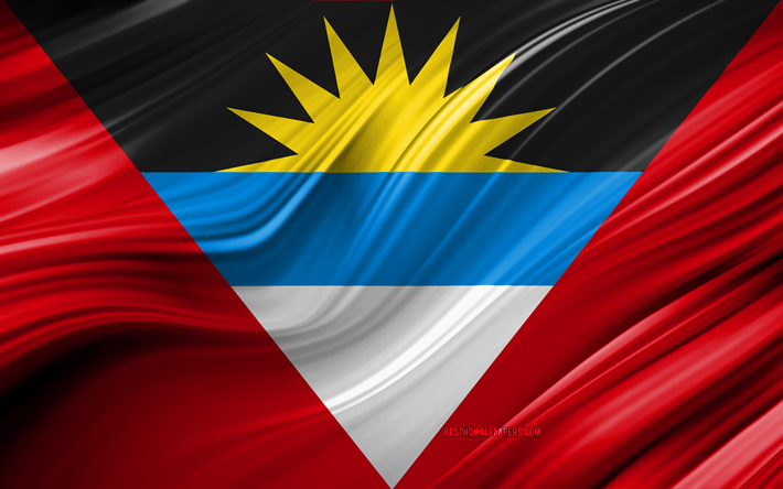 4k, Antigua och Barbuda flagga, Nordamerikanska l&#228;nder, 3D-v&#229;gor, Flaggan i Antigua och Barbuda, nationella symboler, Antigua och Barbuda 3D-flagga, konst, Nordamerika, Antigua och Barbuda