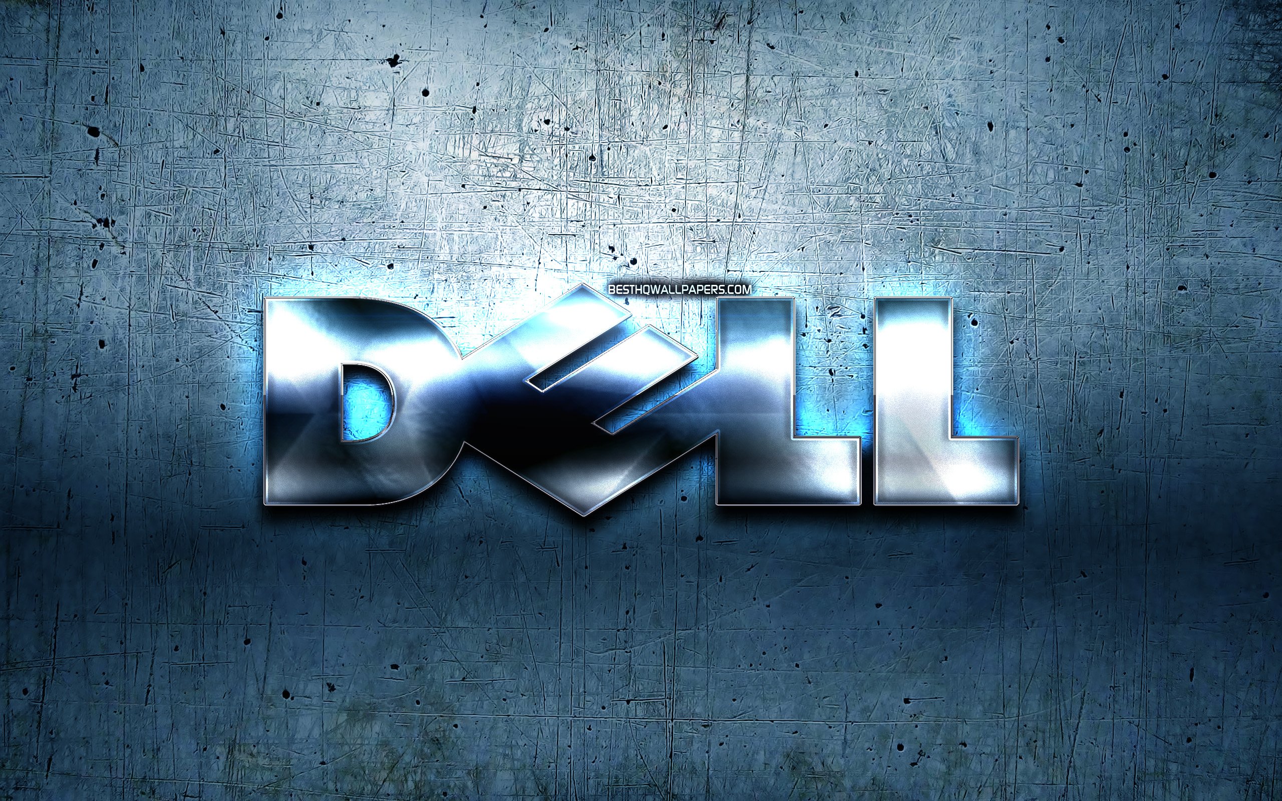 Descargar fondos de pantalla Dell emblema de metal de color azul de fondo,  creativo, Dell, computadoras de marcas, Dell logo en 3D, diseños, marcas,  logo de Dell monitor con una resolución 2560x1600.