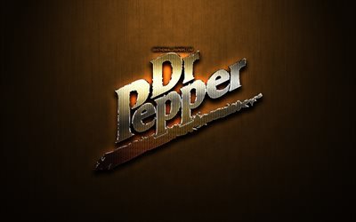 Dr Pepper glitter logotipo, criativo, bronze metal de fundo, Dr Pimenta do logotipo, marcas, Dr Pepper