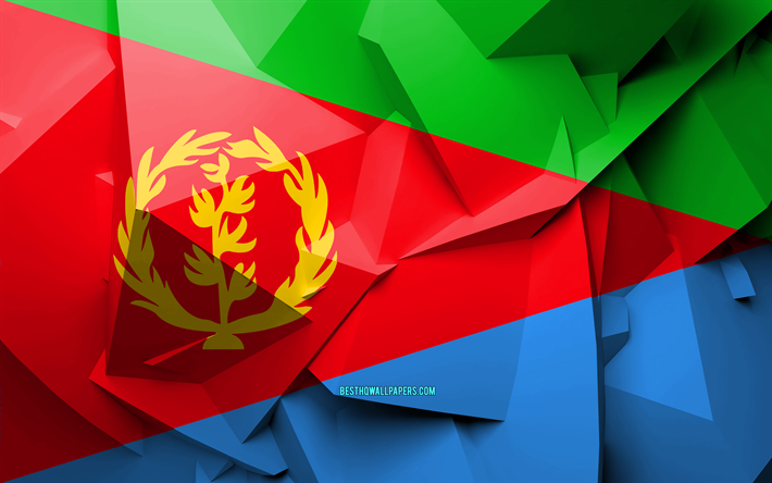 4k, Bandeira da Eritreia, arte geom&#233;trica, Pa&#237;ses da &#225;frica, Eritrean bandeira, criativo, Eritreia, &#193;frica, Eritreia 3D bandeira, s&#237;mbolos nacionais