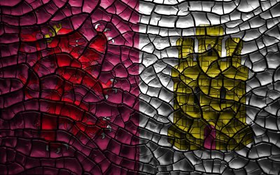 علم كاسيريس, 4k, المقاطعات الأسبانية, تصدع التربة, إسبانيا, كاسيريس العلم, الفن 3D, كاسيريس, مقاطعات إسبانيا, المناطق الإدارية, كاسيريس 3D العلم, أوروبا