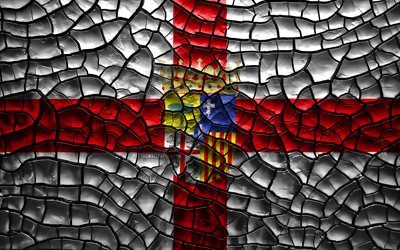 Bandeira de Sarago&#231;a, 4k, prov&#237;ncias espanholas, solo rachado, Espanha, Sarago&#231;a bandeira, Arte 3D, Sarago&#231;a, Prov&#237;ncias da Espanha, distritos administrativos, Sarago&#231;a 3D bandeira, Europa