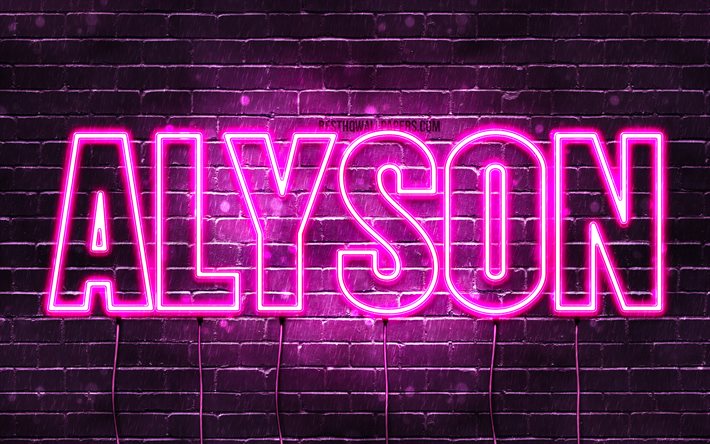 Alyson, 4k, adları Alyson adı ile, Bayan isimleri, Alyson adı, mor neon ışıkları, Doğum g&#252;n&#252;n kutlu olsun Alyson, resimli duvar kağıtları
